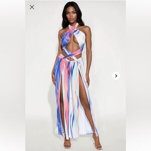 Multicolor Halter Wide Leg  Sz XL nwt